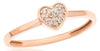 ESTATE .04CT DIAMOND 14KT ROSE GOLD 3D CLASSIC ROUND HEART PAVE FUN LOVE RING