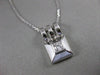 ESTATE ROUND DIAMOND SOLITAIRE PYRAMID 14KT WHITE GOLD HANGING PENDANT #17501