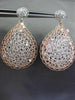 ESTATE EXTRA LARGE .36CT DIAMOND 14K WHITE & ROSE GOLD 3D WOVEN HANGING EARRINGS
