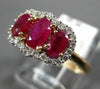 ESTATE 1.62CT DIAMOND & AAA OVAL CUT RUBY 14K ROSE GOLD 3 STONE ANNIVERSARY RING