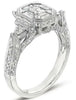 WIDE 1.38CT DIAMOND 14KT WHITE GOLD ROUND BAGUETTE & EMERALD CUT ENGAGEMENT RING