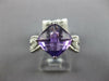 ESTATE 2.61CT DIAMOND & AAA AMETHYST 14KT WHITE GOLD 3D CUSHION & ROUND FUN RING