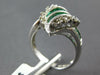 ESTATE WIDE 1.18CT DIAMOND & AAA EMERALD 14KT WHITE GOLD CLASSIC LEAF FUN RING