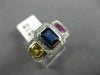ESTATE WIDE 2.57CT DIAMOND & MULTI COLOR SAPPHIRE 18K WHITE GOLD ENGAGEMENT RING