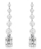 1.05CT DIAMOND 14KT WHITE GOLD ROUND & BAGUETTE CLUSTER JOURNEY HANGING EARRINGS