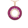 LARGE 3.57CT DIAMOND & AAA PINKSAPPHIRE & RUBY 18KT ROSE GOLD SUNBURST PENDANT