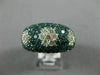 ESTATE WIDE 4.98CT WHITE & BLUE DIAMOND 14KT WHITE GOLD 3D MULTI ROW FLOWER RING