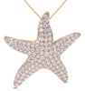 ESTATE LARGE 2.04CT DIAMOND 14K ROSE GOLD 3D LUCKY STARFISH FUN FLOATING PENDANT