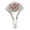 LARGE 3.71CT WHITE & PINK DIAMOND 18K WHITE & ROSE GOLD MULTI SHAPE CLUSTER RING