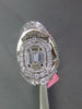 2.87CT DIAMOND 18K WHITE GOLD ROUND & BAGUETTE OVAL CLUSTER CRISS CROSS X RING