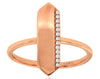 ESTATE .05CT DIAMOND 14KT ROSE GOLD 3D ROUND MATTE & SHINY BAR HEXAGON FUN RING