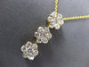1.15CT DIAMOND 14K YELLOW GOLD ROUND FLOWER PAST PRESENT FUTURE FLOATING PENDANT