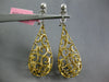 5.55CT WHITE & CANARY DIAMOND 18K 2 TONE GOLD TEARDROP FILIGREE HANGING EARRINGS