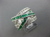 LARGE 2.01CT DIAMOND & AAA EMERALD 14K WHITE GOLD CRISS CROSS INFINITY LOVE RING
