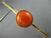 ANTIQUE LARGE AAA ROUND CORAL 14K YELLOW GOLD 3D CLASSIC SPACE PIN BROOCH #26075