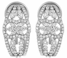 ESTATE WIDE 1.20CT DIAMOND 18KT WHITE GOLD FLOWER LOVE KNOT FUN HANGING EARRINGS