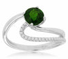ESTATE 1.10CT DIAMOND & AAA RUSSALITE 14KT WHITE GOLD ROUND SWIRL SOLITAIRE RING