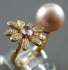 LARGE .43CT DIAMOND & AAA PINK SAPPHIRE & SOUTH SEA PEARL 18KT ROSE GOLD 3D RING
