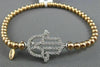 ESTATE 1CT DIAMOND 14KT WHITE & ROSE GOLD CHAMSA LUCKY FLEXIBLE ITALIAN BRACELET
