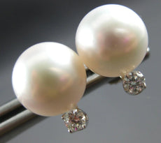 ESTATE .10CT DIAMOND & AAA SOUTH SEA PEARL 14KT WHITE GOLD CLASSIC STUD EARRINGS
