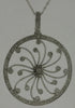 ESTATE LARGE .85CT DIAMOND 14KT WHITE GOLD OPEN FILIGREE FLOWER CIRCULAR PENDANT