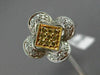 ESTATE .36CT WHITE & FANCY YELLOW DIAMOND 18K 2 TONE GOLD SQUARE FRIENDSHIP RING