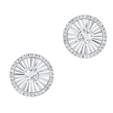 ESTATE .40CT DIAMOND 14KT WHITE GOLD SOLITAIRE CIRCULAR SUNBURST STUD EARRINGS