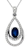 ESTATE .77CT DIAMOND & AAA SAPPHIRE 14K WHITE GOLD OVAL & ROUND FLOATING PENDANT