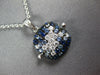 ESTATE 1.38CT DIAMOND & AAA SAPPHIRE 18KT WHITE GOLD SQUARE CLUSTER FUN PENDANT