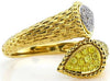 LARGE .27CT WHITE & FANCY YELLOW DIAMOND 18KT 2 TONE GOLD 3D PANTHER SNAKE RING