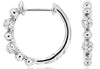 .11CT DIAMOND 14KT WHITE GOLD 3D CLASSIC MULTI BEAD HUGGIE HOOP HANGING EARRINGS