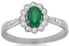 .65CT DIAMOND & AAA EMERALD 14KT WHITE GOLD 3D OVAL & ROUND SEMI BEZEL FUN RING