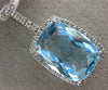 ESTATE LARGE 9.61CT DIAMOND & CUSHION BLUE TOPAZ 14K WHITE GOLD FILIGREE PENDANT