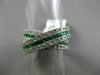 ESTATE LARGE 1.60CT DIAMOND & EMERALD 14KT WHITE GOLD 3D CRISS CROSS X LOVE RING