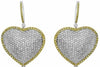 LARGE 3.45CT WHITE & YELLOW DIAMOND 18KT 2 TONE GOLD PAVE HEART HANGING EARRINGS