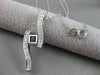 ESTATE .55CT DIAMOND & SAPPHIRE 14K WHITE GOLD LONG SWIRL PENDANT #34X12