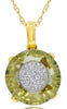 5.68CT DIAMOND & AAA LEMON QUARTZ 14KT YELLOW GOLD 3D CLUSTER FLOATING PENDANT