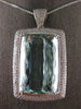 ESTATE MASSIVE 65CT DIAMOND & AAA AQUAMARINE 14KT WHITE GOLD EMERALD CUT PENDANT