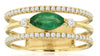 .78CT DIAMOND & AAA EMERALD 14K YELLOW GOLD PAST PRESENT FUTURE ANNIVERSARY RING