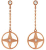 .10CT DIAMOND 14KT ROSE GOLD 3D ROUND STAR ETOILE MATTE & SHINY HANGING EARRINGS