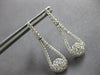 ESTATE .88CT DIAMOND 14KT WHITE GOLD CLASSIC FLOWER TEAR DROP HANGING EARRINGS