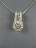 ESTATE .68CT WHITE & PINK DIAMOND 18K WHITE & ROSE GOLD HALO BY THE YARD PENDANT
