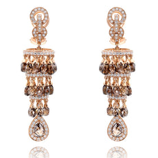 LARGE 22.30CT WHITE & MOCHA DIAMOND 18KT ROSE GOLD CHANDELIER HANGING EARRINGS