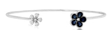 1.01CT DIAMOND & AAA SAPPHIRE 14KT WHITE GOLD PEAR SHAPE & ROUND BANGLE BRACELET