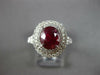 WIDE 3.01CT DIAMOND & AAA RUBY 18KT WHITE GOLD OVAL DOUBLE HALO ENGAGEMENT RING