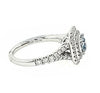 WIDE 1.46CT WHITE & BLUE DIAMOND 18KT WHITE GOLD 3D CUSHION HALO ENGAGEMENT RING