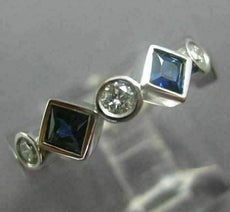 ESTATE 2CT ROUND DIAMOND & AAA SAPPHIRE 14K WHITE GOLD ETERNITY ANNIVERSARY RING