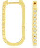 ESTATE .25CT DIAMOND 14KT YELLOW GOLD BEZEL OVAL SHAPE HUGGIE HANGING EARRINGS