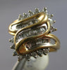 WIDE 1.26CT DIAMOND 14KT 2 TONE GOLD ROUND & BAGUETTE DOUBLE WAVE SWIRL FUN RING
