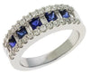 WIDE 1.52CT DIAMOND & AAA SAPPHIRE 14KT WHITE GOLD 3D PRINCESS ANNIVERSARY RING